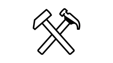 Crossed hammer icon animation Stock Footage 151262947