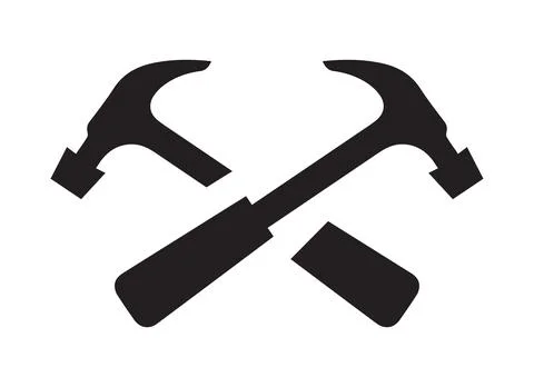 Crossed Hammers Construction Tool Vector Silhouette Icon Stock Illustration