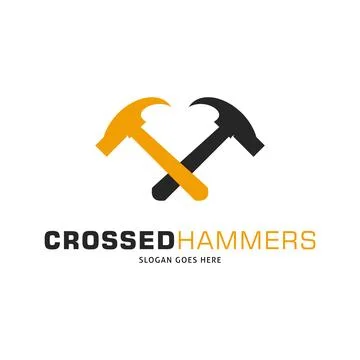 Crossed Hammers Icon Vector Logo Template Illustration Design Stock Illustration
