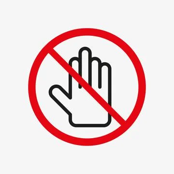 Crossed hand in red circle. Do not touch symbol Stock Illustration