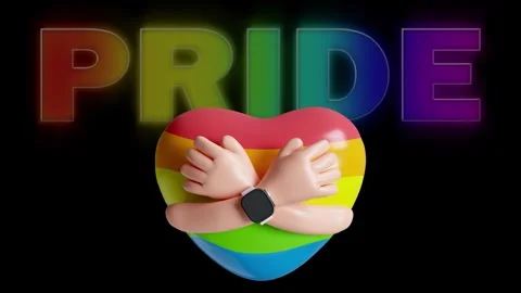 Crossed Hands Wearing Smartwatch Hugging Large Rainbow Heart Symbol. 스톡 동영상 340283481