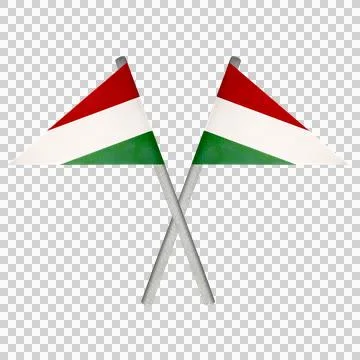 Crossed Hungary triangles flag stick, great design for any purpose. Stock Illustration