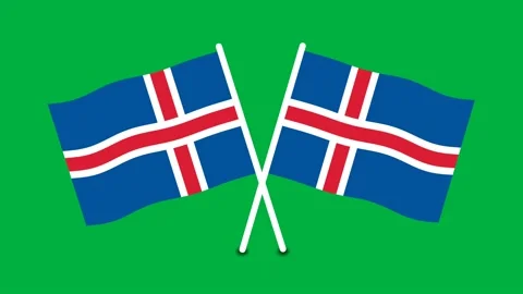 Crossed iceland flag Stock Footage 194384948