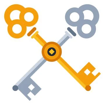 Crossed Keys Element Flat Design Vector Commercial Visual Graphic Stock Illustration