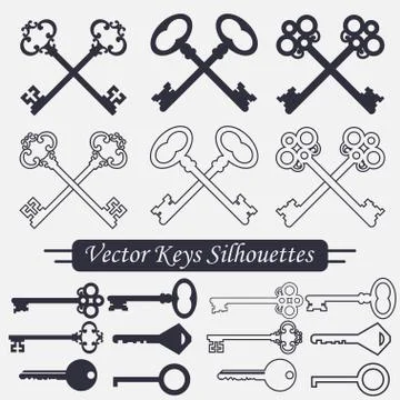 Crossed keys set - vector Stock Illustration