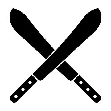 Crossed Machetes Silhouette Vector Icon Stock Illustration