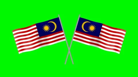 Crossed malaysia flag Stock Footage 197559519