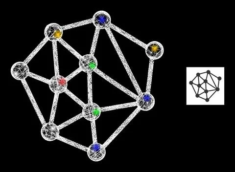 Crossed Mesh Structure Icon with Multicolored Glitter Dots Illustrazione stock