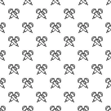 Crossed microphones outline seamless pattern for music and audio Stock Illustration