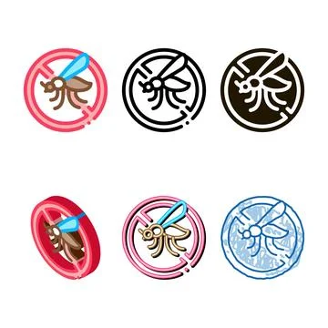 Crossed mosquito icon vector outline styles Stock Illustration