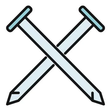 Crossed nails forming x shape construction hardware Stock Illustration