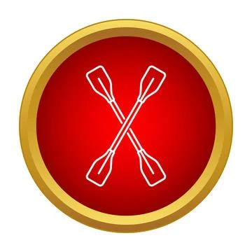 Crossed oars icon in red circle Stock Illustration