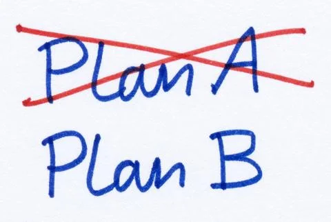 Crossed out plan a and changed strategy to plan b. Stockfoto's