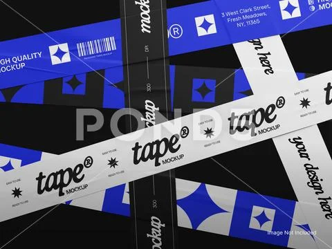 Crossed Packaging Tape Mockup 3D Rendering on a White Background PSD Template
