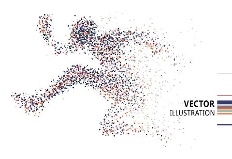 Crossed people consisting of colored dots, vector illustration. Stock Illustration