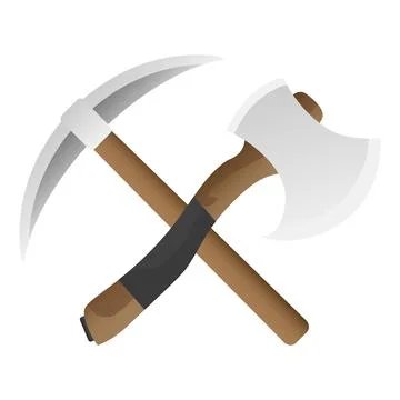 Crossed pickaxe and ax. Tools for work. Vector illustration Stock Illustration