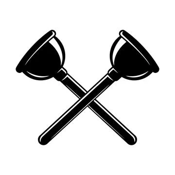 Crossed plungers. Design element for logo, emblem, sign, poster, t shirt. V.. Stock Illustration