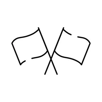 Crossed racing flags line outline icon Stock Illustration