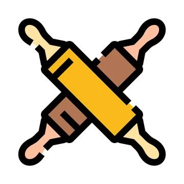 Crossed rolling pins for baking and kitchen work Stock Illustration