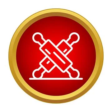 Crossed rolling pins icon for baking and cooking emblem Stock Illustration