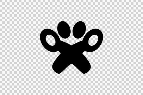 Crossed scissors and oval dots for a pet grooming service logo. Stock Illustration