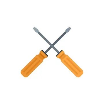 Crossed screwdrivers icon flat isolated Stock Illustration