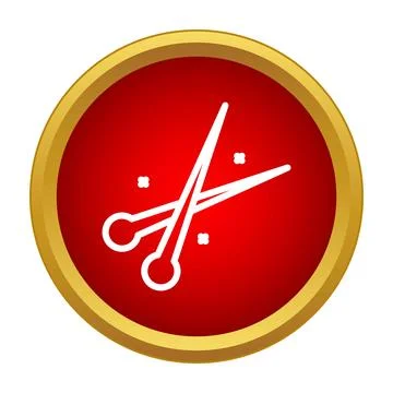 Crossed sewing needles in red circle icon Stock Illustration