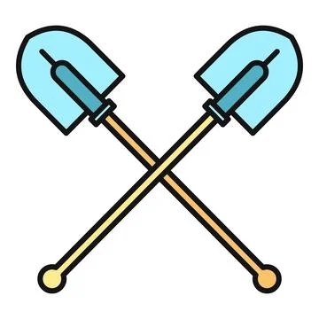 Crossed shovels icon representing digging and work Stock Illustration