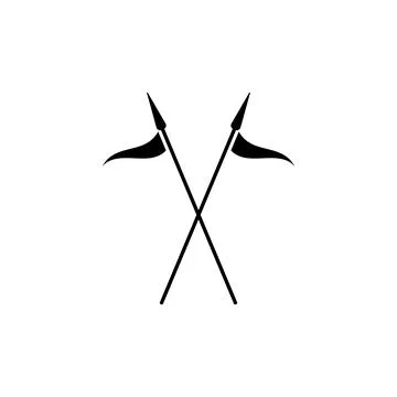 Crossed spears with flags silhouette Illustrazione stock
