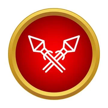 Crossed spears outline flat vector icon design Illustrazione stock