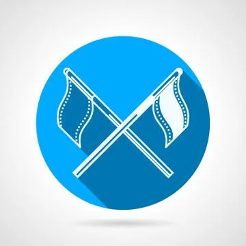 Crossed sport flags round vector icon Stock Illustration