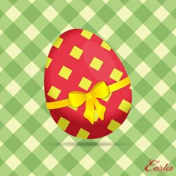 Crossed stripes Easter egg on green background with text 스톡 일러스트