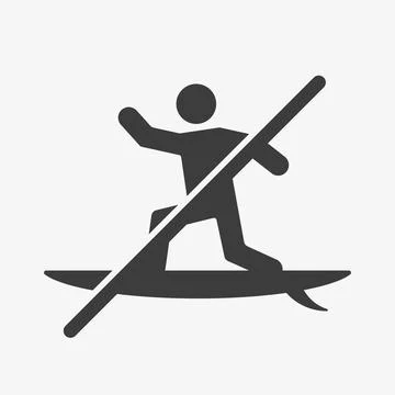Crossed surfing vector icon. Surf ban symbol Illustrazione stock
