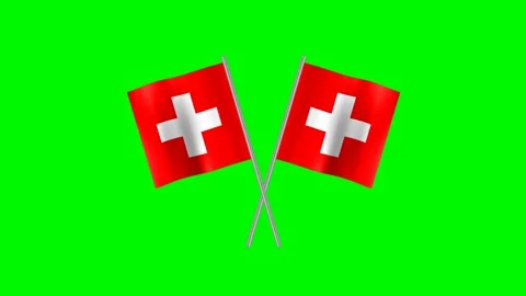 Crossed Switzerland flag Stock Footage 198029943