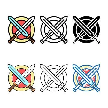 Crossed sword ancient greece multistyle color icon vector Stock Illustration