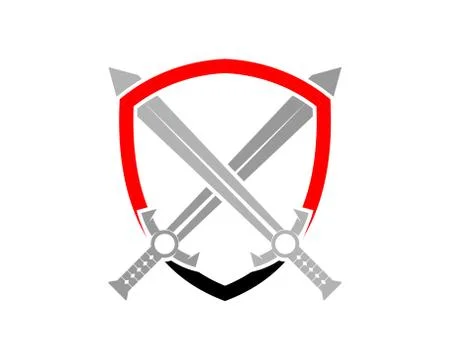 Crossed sword in the shield protection Stock Illustration