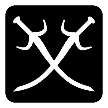 Crossed swords button Stock Illustration