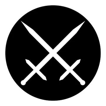 Crossed swords button Stock Illustration