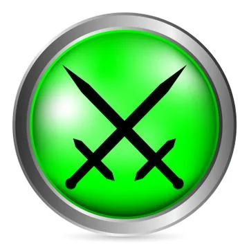 Crossed swords button Illustrazione stock