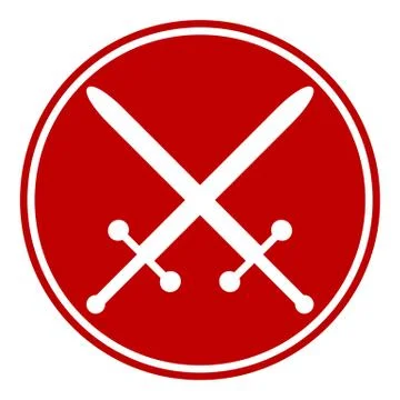 Crossed swords button Stock Illustration