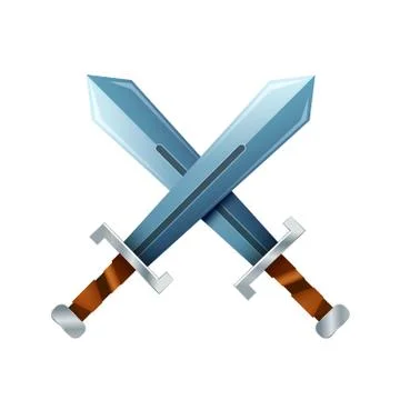 Crossed swords, cartoon icon on white Stock Illustration