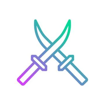 Crossed Swords Icon Gradient, Martial Arts Theme Stock Illustration