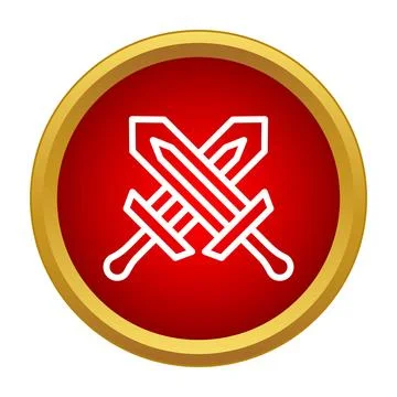 Crossed swords red button for gaming concepts Stock Illustration