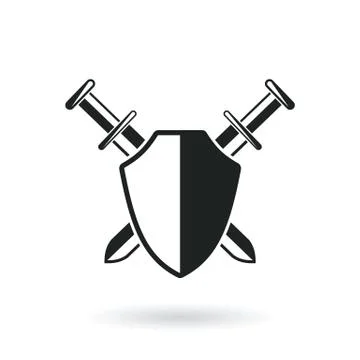 Crossed swords with shield Stock Illustration