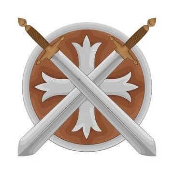 Crossed Swords With Shield Stock Illustration