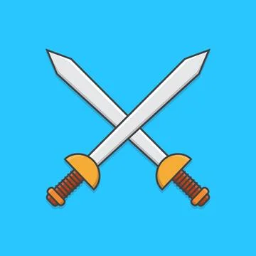 Crossed Swords Vector Icon Illustration. Beautiful Two Swords. Sword Icon Stock Illustration