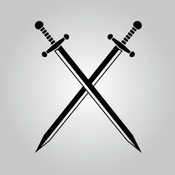 Crossed swords. Vector illustration Stock Illustration