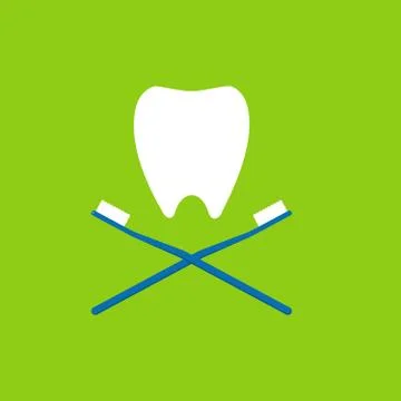 Crossed toothbrush with Tooth on top Stock Illustration