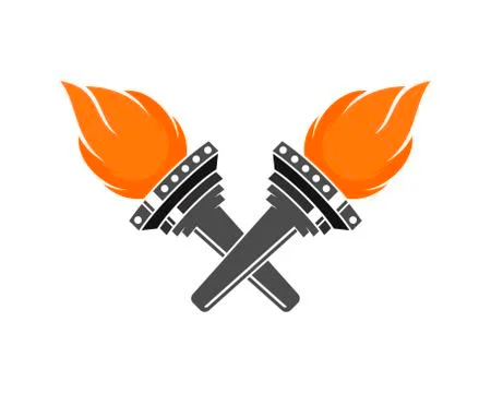 Crossed torch fire logo 스톡 일러스트