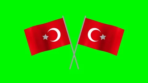 Crossed turkiye flag Stock Footage 198030251